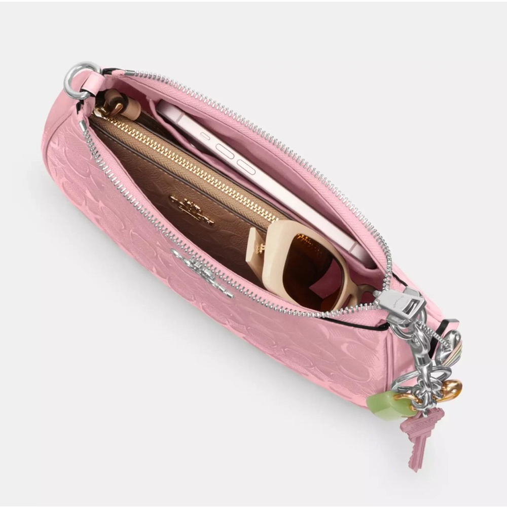 NWT Coach CDA98 Teri Shoulder Bag In Signature Leather With Heart Charm Pink - Picture 14 of 15
